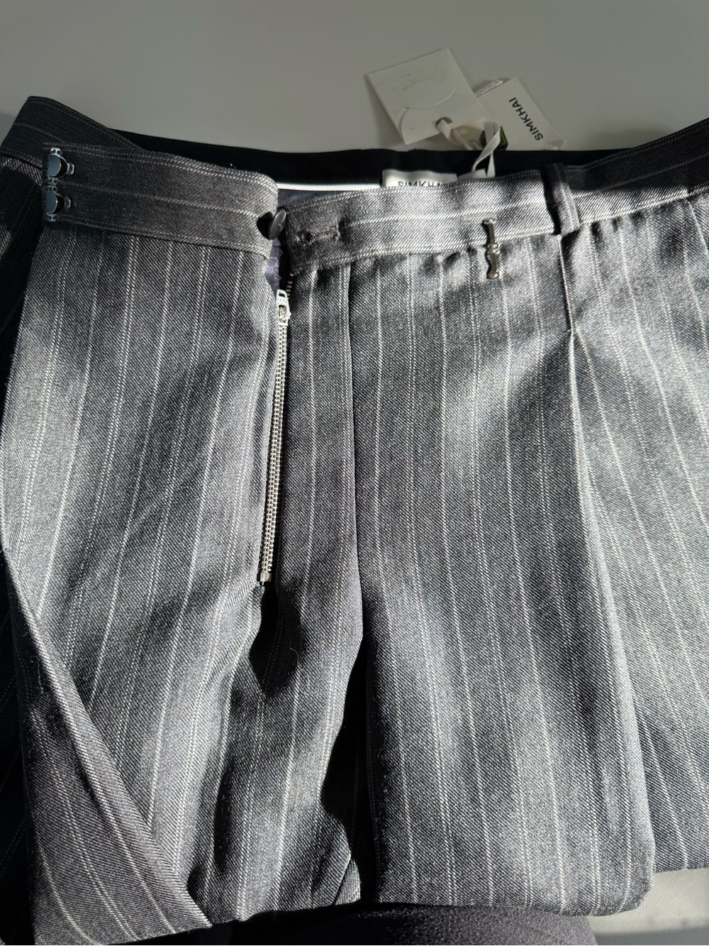 SIMKHAI Taylor Overlap Wide Leg Wool Pinstripe Tailored Trouser NWT 8 - Picture 9 of 10